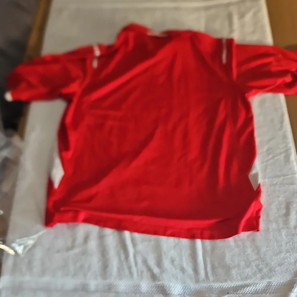 Nike MD Football Shirt Red White Men's Size L NikeFIT DRY Football Team Polo